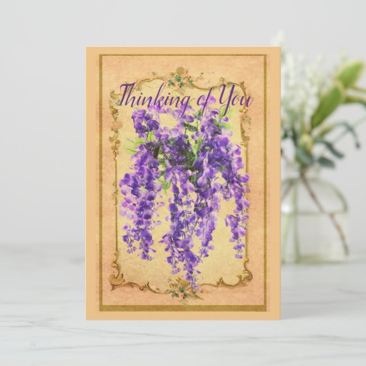 Wisteria Multifunctionele Antiek achtergrond Feestdagenkaart (Staand voorkant)