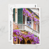 Wisteria op een Zuidelijk Huis in Savannah Briefkaart (Voorkant / Achterkant)