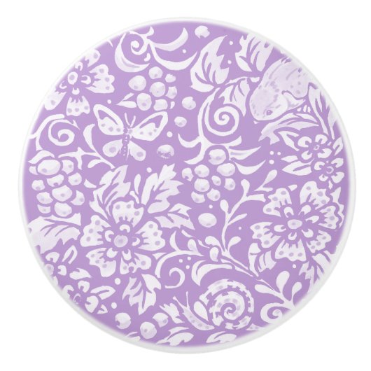 Wisteria Paars Bird Floral Insect Woodland  Keramische Knop (Voorkant)