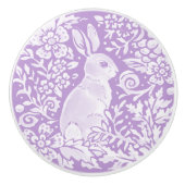 Wisteria Paars Bunny Rabbit Woodland Floral Keramische Knop (Voorkant)