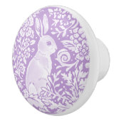 Wisteria Paars Bunny Rabbit Woodland Floral Keramische Knop (Rechts)