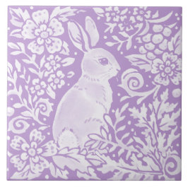 Wisteria Paars Bunny Rabbit Woodland Floral Tegeltje