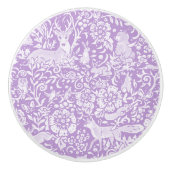 Wisteria Paars Deer Fox Rabbit Woodland Animal Keramische Knop (Voorkant)