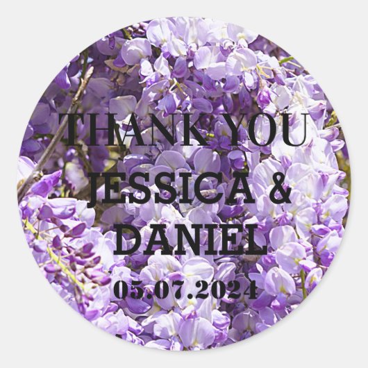 Wisteria Paars Floral Blossom Tree Violet Classi Ronde Sticker (Voorkant)
