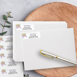 Wisteria Paars Lavender Floral Return Address Etiket