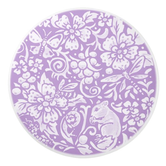 Wisteria Paars Mouse Insects Forest Woodland Keramische Knop (Voorkant)