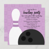 Wisteria Paars Pin Pals Bowling Birthday Party Kaart (Voorkant / Achterkant)