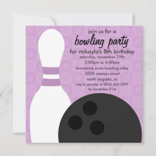 Wisteria Paars Pin Pals Bowling Birthday Party Kaart