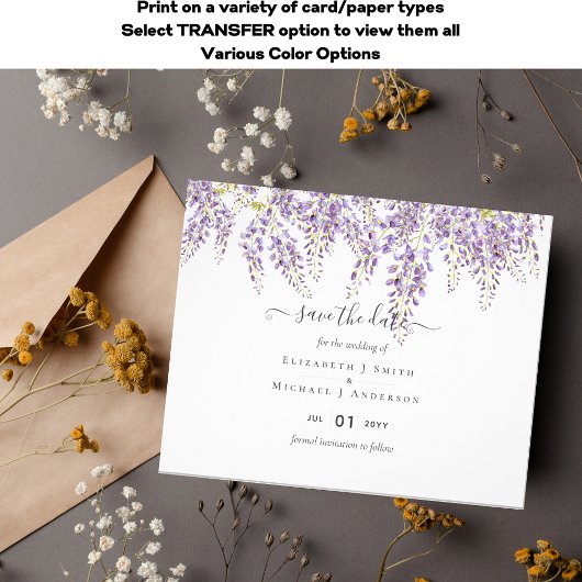 Wisteria Paars Weddenschap Save Dates BUDGET Flyer