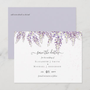 Wisteria Paars Wedding Save Dates Briefkaart