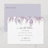 Wisteria Paars Wedding Save Dates Briefkaart (Voorkant / Achterkant)