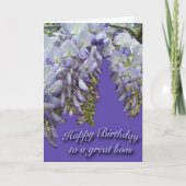Wisteria Paarse baas Happy Birthday Kaart (Voorkant)