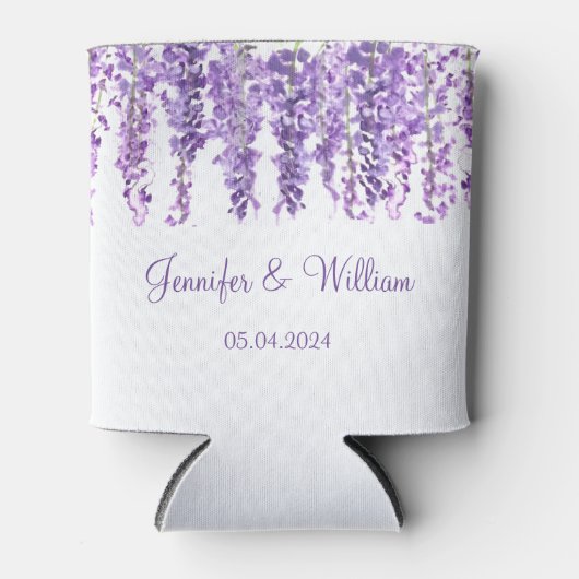 Wisteria Paarse bloem waterverf Bloemen bruiloft Blikjeskoeler (Voorkant)