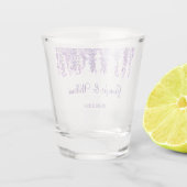 Wisteria Paarse bloem waterverf Bloemen bruiloft Shot Glas (Achterkant)