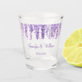 Wisteria Paarse bloem waterverf Bloemen bruiloft Shot Glas (Voorkant)