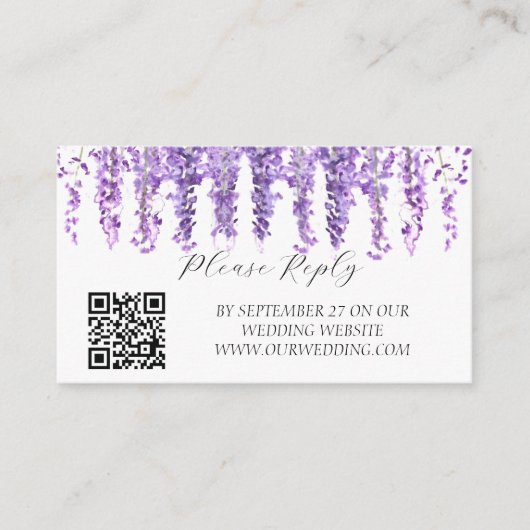 Wisteria Paarse bloemen bloemenelegante bruiloft Informatiekaartje (Voorkant)