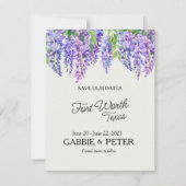 Wisteria Paarse Bloemen Botanische Tuin Bruiloft Kaart (Voorkant)