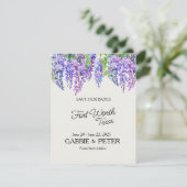 Wisteria Paarse Bloemen Botanische Tuin Bruiloft Kaart (Staand voorkant)