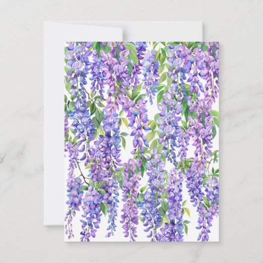 Wisteria Paarse Bloemen Botanische Tuin Bruiloft Kaart (Achterkant)