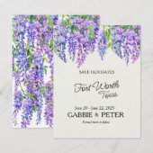 Wisteria Paarse Bloemen Botanische Tuin Bruiloft Kaart (Voorkant / Achterkant)