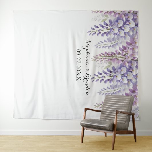 Wisteria Paarse Bloemen Trouwfotocabine Wandkleed (In Situ (horizontaal))