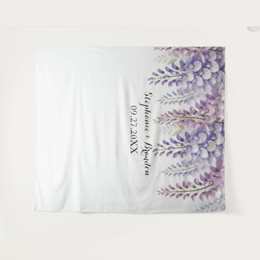 Wisteria Paarse Bloemen Trouwfotocabine Wandkleed (Voorkant (horizontaal))