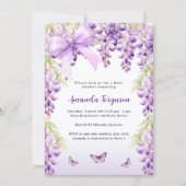 Wisteria paarse bloemen vlinderboog Baby shower Kaart (Voorkant)