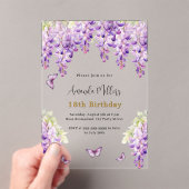 Wisteria paarse bloemen vlinders duidelijke verjaa acryl uitnodigingen (Insitu (Draagbaar))