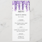 Wisteria Paarse Bloemen Waterverf Trouwvoedsel Menu (Voorkant)
