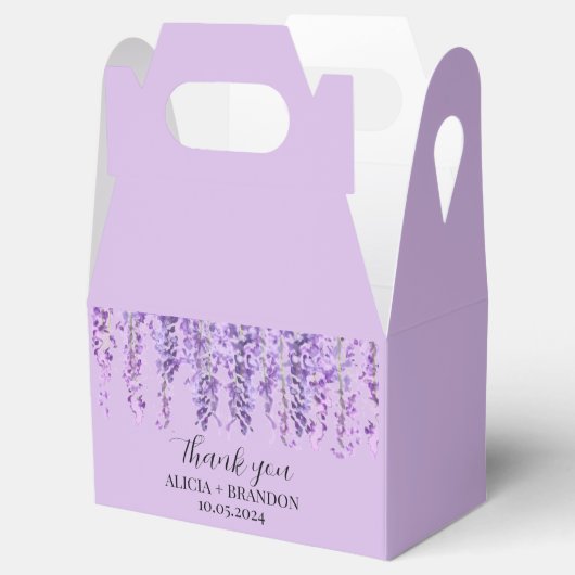 Wisteria Paarse bloemrijke moderne bruiloft Bedankdoosjes (Geopend)