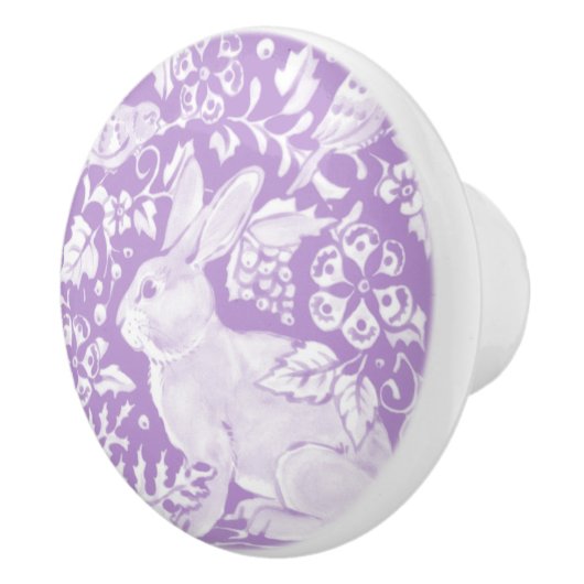 Wisteria Paarse Bunny Rabbit Bird Woodland Keramische Knop (Rechts)