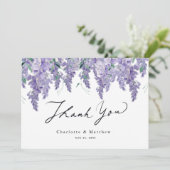 Wisteria Paarse Waterverf Wedding Bedankkaart (Staand voorkant)