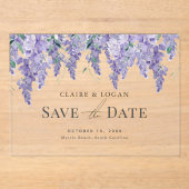 Wisteria Paarse Waterverf Wedding Save the Date Acryl Uitnodigingen (Voorkant)