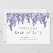 Wisteria Paarse Waterverf Wedding Save the Date Kaart (Voorkant)