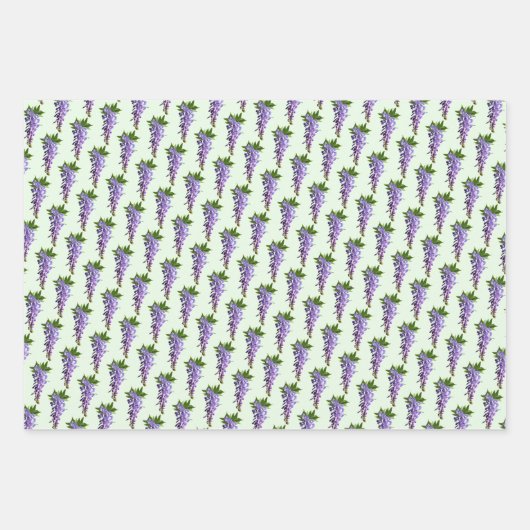 Wisteria Pattern Paars Green White Achtergrond Inpakpapier Vel (Voorkant 3)