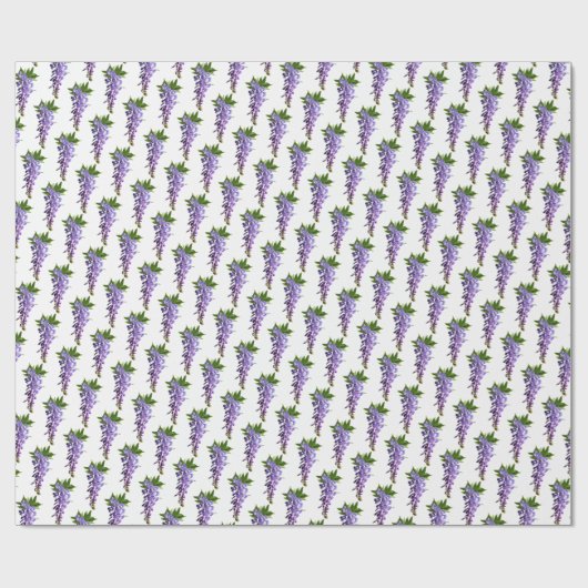 Wisteria Pattern Paars Green White Background WR Cadeaupapier (Vlak)