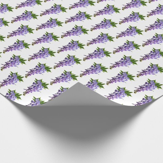 Wisteria Pattern Paars Green White Background WR Cadeaupapier (Hoek)