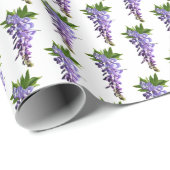 Wisteria Pattern Paars Green White Background WR Cadeaupapier (Rol Hoek)