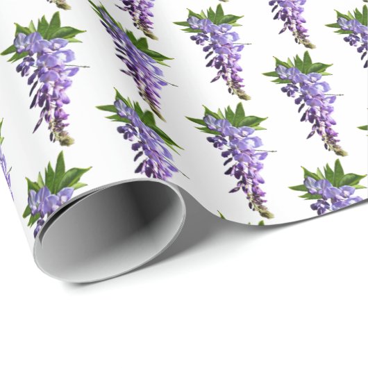 Wisteria Pattern Paars Green White Background WR Cadeaupapier (Rol Hoek)