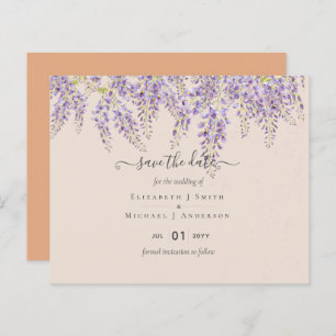 Wisteria Peach Weddenschap Save Dates BUDGET