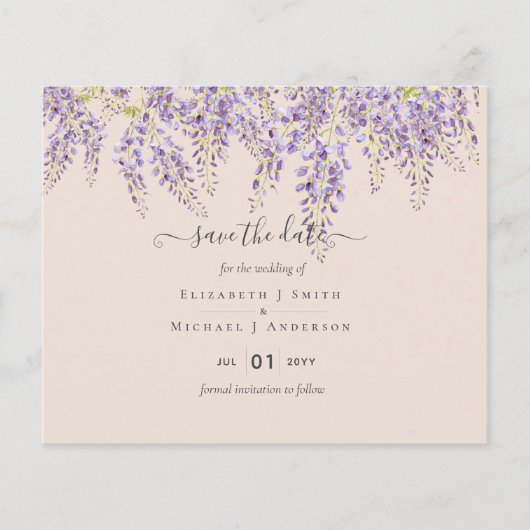 Wisteria Peach Weddenschap Save Dates BUDGET Flyer (Voorkant)