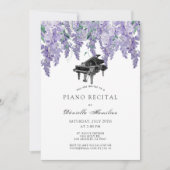 Wisteria Piano White Recital Invitation Kaart (Voorkant)