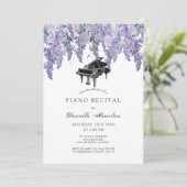 Wisteria Piano White Recital Invitation Kaart (Staand voorkant)