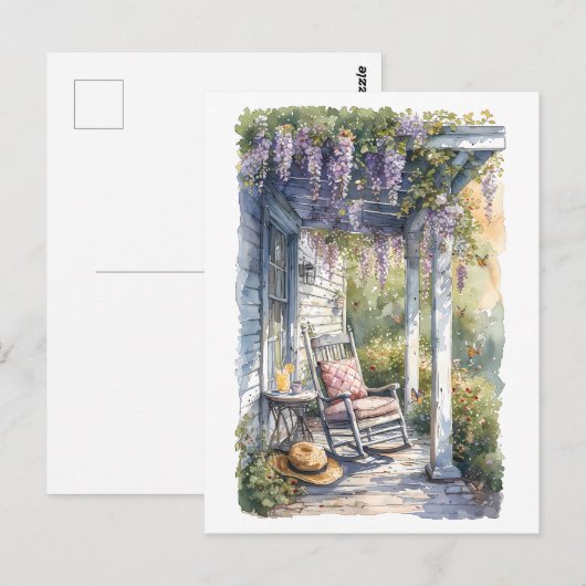 Wisteria Porch schommelstoel scene Briefkaart (Voorkant / Achterkant)