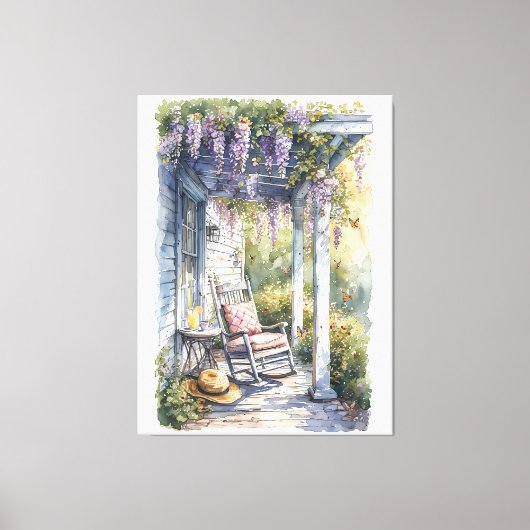 Wisteria Porch schommelstoel scene Canvas Afdruk (Voorkant)