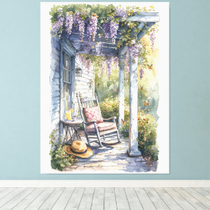 Wisteria Porch schommelstoel scene Canvas Afdruk