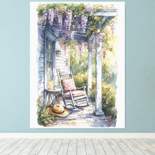 Wisteria Porch schommelstoel scene Canvas Afdruk (Insitu (Houten vloer))