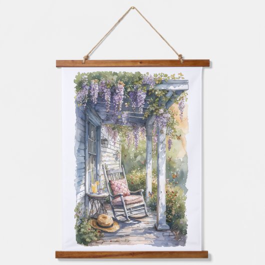 Wisteria Porch schommelstoel scene Hangend Wandkleed (Voorkant)