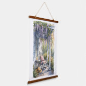Wisteria Porch schommelstoel scene Hangend Wandkleed (Gebogen)