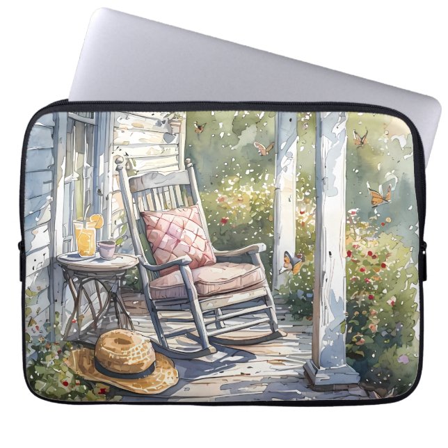 Wisteria Porch schommelstoel scene Laptop Sleeve (Voorkant)